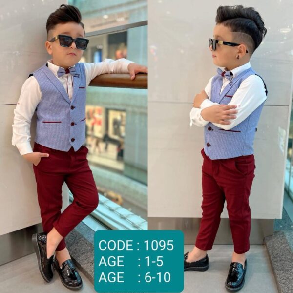 Boys 4pcs Waistcoat Set - Image 2