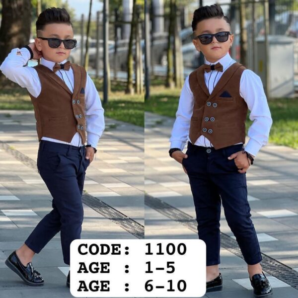 Boys 4pcs Waistcoat Set - Image 2