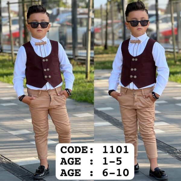 Boys 4pcs Waistcoat Set - Image 3