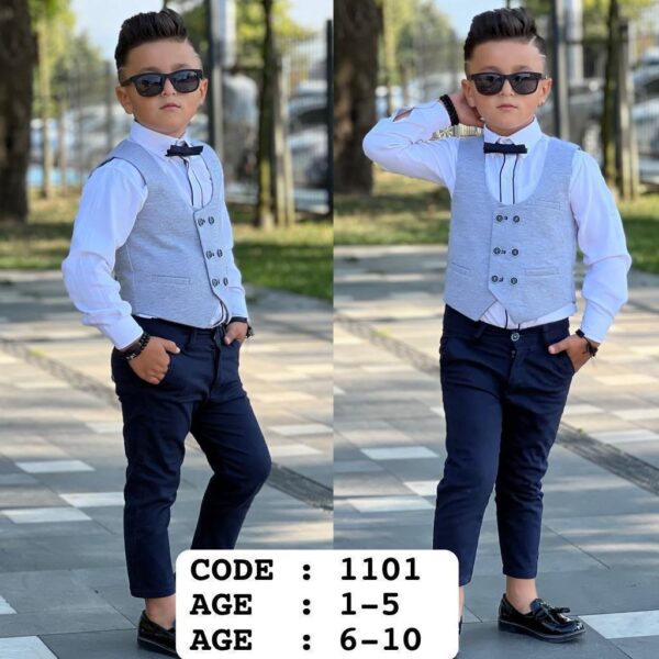 Boys 4pcs Waistcoat Set - Image 4