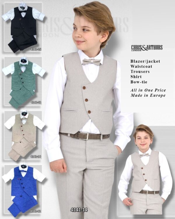 Boys 4pcs Waistcoat Set - Image 2